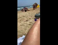 Four girls squat american flag beach sand 