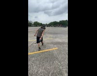 Soda bottle explodes and flies back at guy parking lot 