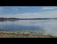 Skipped golf ball across lake with cannon