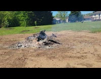 Burning wood on yard look like dog