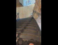 Woman in red dress poses in the rooftop with birds Part 2