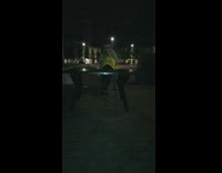 guy yellow shirt gets slammed on table