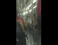 White shirt guy pull ups subway train