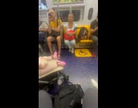 Collab Subway Creatures - Woman ride train balance bottle on head