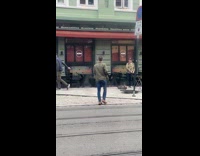 Collab BitchMP - Man dragging dog on the sidewalk 