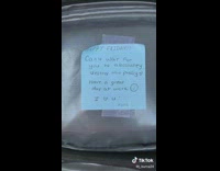 Guy opens open lunch with note from wife