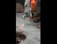 Jeep car is spitting out flames