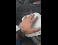 Man shows big burger inside of box