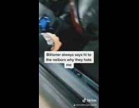 Guy turns loud blue car on apologizes 