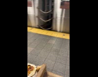 Leftover food on bench at subway station