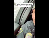 Cop tells dispatch about vehicles on ice 