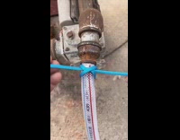 Small blue rope tied to the hose tightly with steps