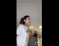 White shirt girl squats changes clothes makeup 