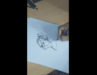 Timelapse of old lady with marker