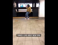 Dancer Performs at Subway Stop in New York 
