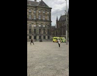 Tiger costume mask black heels brown building