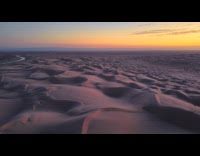 Aerial drone view of desert at sundown