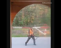 Orange safety vest guy guards gate military 