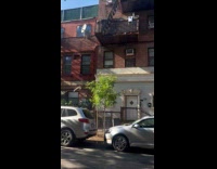 Water falls from the building emergency exit 