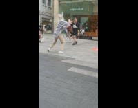Five women in a beige outfit danced at the park
