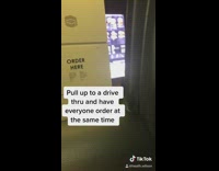 Guys order at drive through same time 