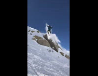 Collab JerrySlams - Guy skis off tall cliff and falls down