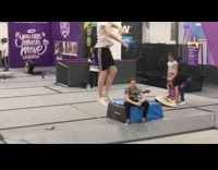 Guy does triple front flip on trampoline and gets his head stuck underneath safety mat