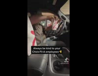 Guy thanks drive thru chick fil a worker my pleasure 