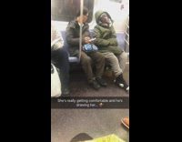 Man draws woman sleeping on the subway train #BluePointWhatTheL