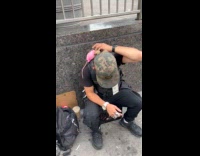 Collab WINY - Man black pink pet rat on shoulder