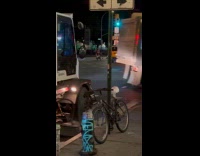 Truck sweep the street and woman dancing