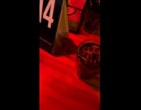 Two dogs wear winter coat at party