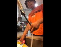 Collab ClipsIG - Man frying chicken wings and fries 