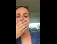 Girl in car crying music plays