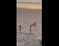 Woman Green Bikini Inflatable Surfboard beach pictorial Part 2