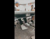 Guy pretends to get his friends shoes dirty