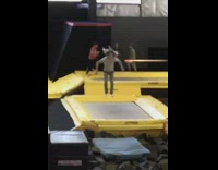 man long hair indoor trampoline