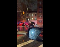 Car hits and crashes on the barrier