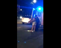 Guy Being Arrested Throws Up Road