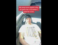 Guy sitting in car shakes head plug