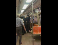 NYPD arrest guy off train 