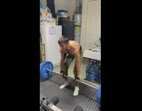 Skinny guy tries to lift weights 