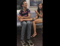 Collab Subway Creatures - Girl gets foot massage on subway