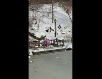 Woman purple winter suit body dance park