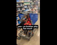 Collab ClipsIG - Guy black shirt plays around cart ran in wall