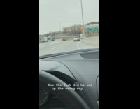 Car goes the wrong way on freeway and is stuck