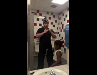 Cross dressing kid goes inside male bathroom