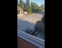 Guy drift car recklessly street hit car