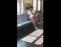 Collab Subway Creatures - man in white picks at bare feet