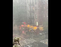 Dad runs with stroller on unexpected storm